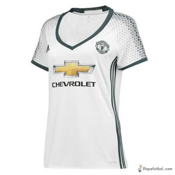Camiseta Manchester United Replica Tercera Ropa Mujer 2016/17 Blanco